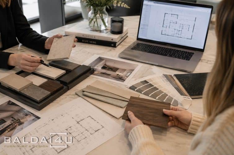 Interjero dizainas ir baldų projektavimas – klientų konsultacija pagal 3D vizualizaciją ir techninius brėžinius