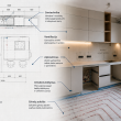 Virtuvės santechnikos, grindinio šildymo, ventiliacijos ir apšvietimo planavimas pagal baldų projektą